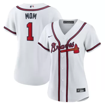 Women's Atlanta Braves Nike White #1 Mom Home Replica Jersey Women's Atlanta Braves Nike White #1 Mom Home Replica Jersey