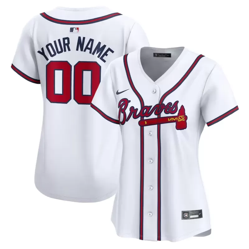 Women's Atlanta Braves Nike White Home Limited Custom Jersey Women's Atlanta Braves Nike White Home Limited Custom Jersey