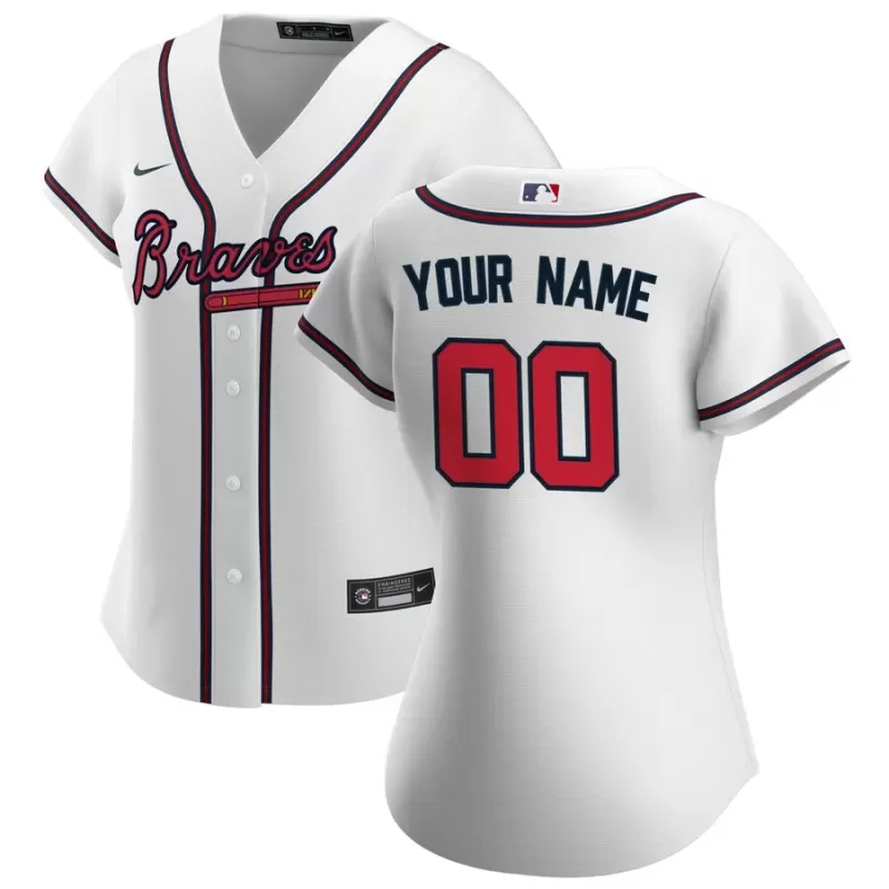 Women's Atlanta Braves Nike White Home Replica Custom Jersey Women's Atlanta Braves Nike White Home Replica Custom Jersey