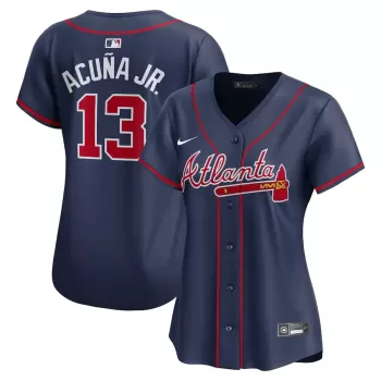 Women's Atlanta Braves Ronald Acuña Jr. Nike Navy Alternate Limited Player Jersey Women's Atlanta Braves Ronald Acuña Jr. Nike Navy Alternate Limited Player Jersey