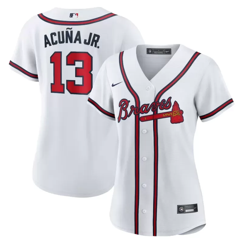 Women's Atlanta Braves Ronald Acuna Jr. Nike White Home Replica Player Jersey Women's Atlanta Braves Ronald Acuna Jr. Nike White Home Replica Player Jersey