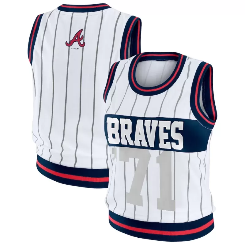 Women's Atlanta Braves WEAR by Erin Andrews White Sporty Tank Top Women's Atlanta Braves WEAR by Erin Andrews White Sporty Tank Top