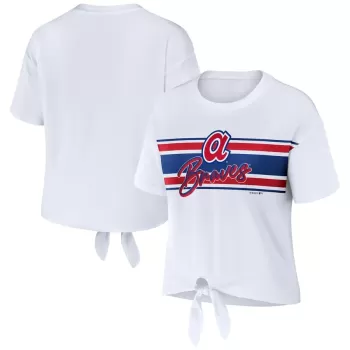 Women's Atlanta Braves WEAR by Erin Andrews White Tie-Front T-Shirt Women's Atlanta Braves WEAR by Erin Andrews White Tie-Front T-Shirt