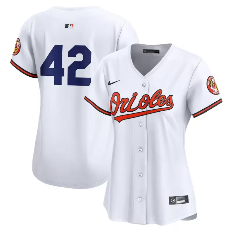 Women's Baltimore Orioles Nike White 2024 Jackie Robinson Day Home Limited Jersey Women's Baltimore Orioles Nike White 2024 Jackie Robinson Day Home Limited Jersey