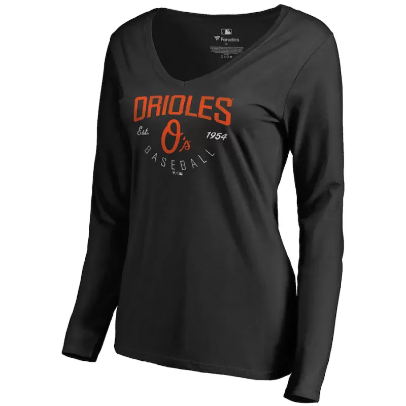 Women's Baltimore Orioles Black Live For It Long Sleeve T-Shirt Women's Baltimore Orioles Black Live For It Long Sleeve T-Shirt