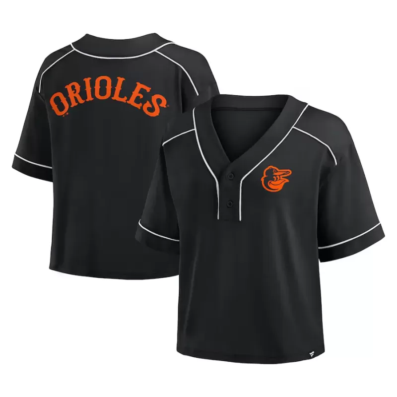 Women's Baltimore Orioles Fanatics Black Oversized Champ Game Cropped V-Neck T-Shirt Women's Baltimore Orioles Fanatics Black Oversized Champ Game Cropped V-Neck T-Shirt