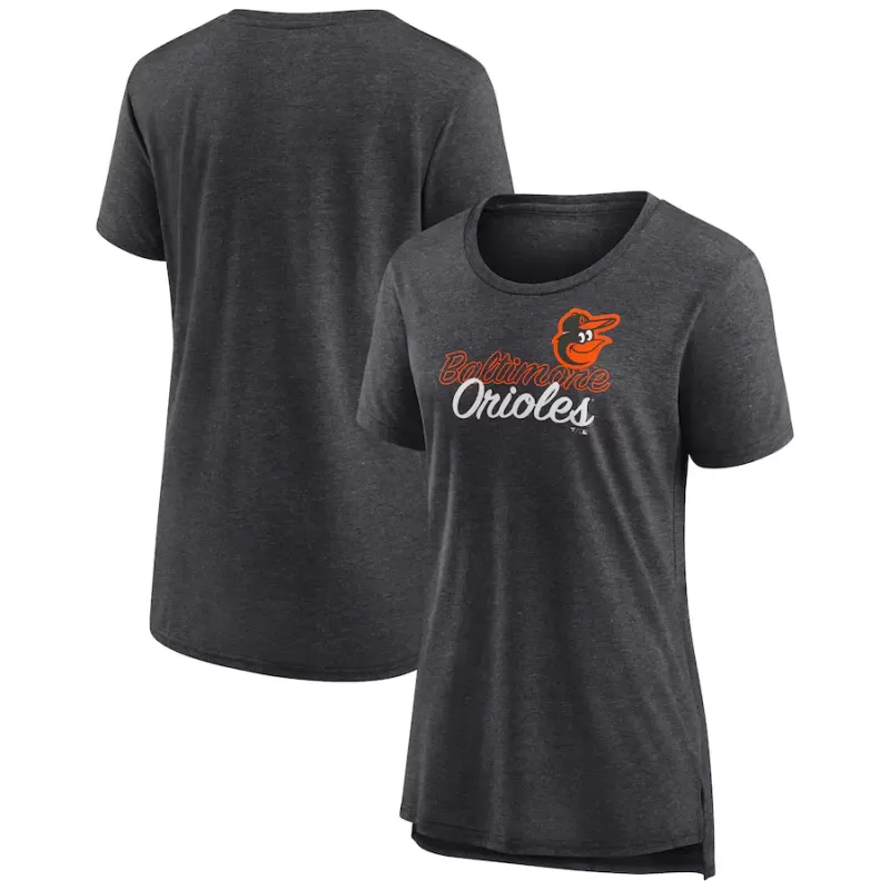 Women's Baltimore Orioles Gray Practice Time Tri-Blend T-Shirt Women's Baltimore Orioles Gray Practice Time Tri-Blend T-Shirt