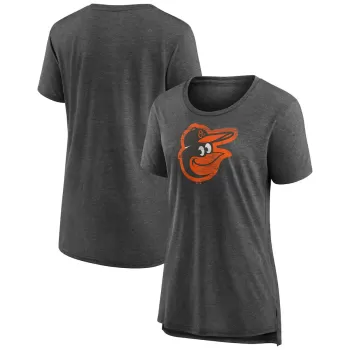 Women's Baltimore Orioles Gray Weathered Official Logo Tri-Blend T-Shirt Women's Baltimore Orioles Gray Weathered Official Logo Tri-Blend T-Shirt