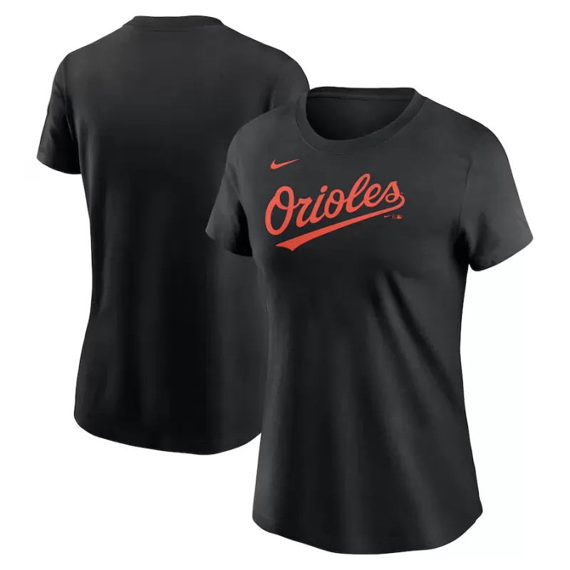 Women's Baltimore Orioles Nike Black Fuse Wordmark T-Shirt Women's Baltimore Orioles Nike Black Fuse Wordmark T-Shirt