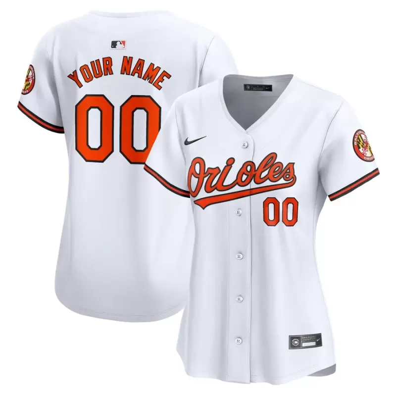 Women's Baltimore Orioles Nike White Home Limited Custom Jersey Women's Baltimore Orioles Nike White Home Limited Custom Jersey