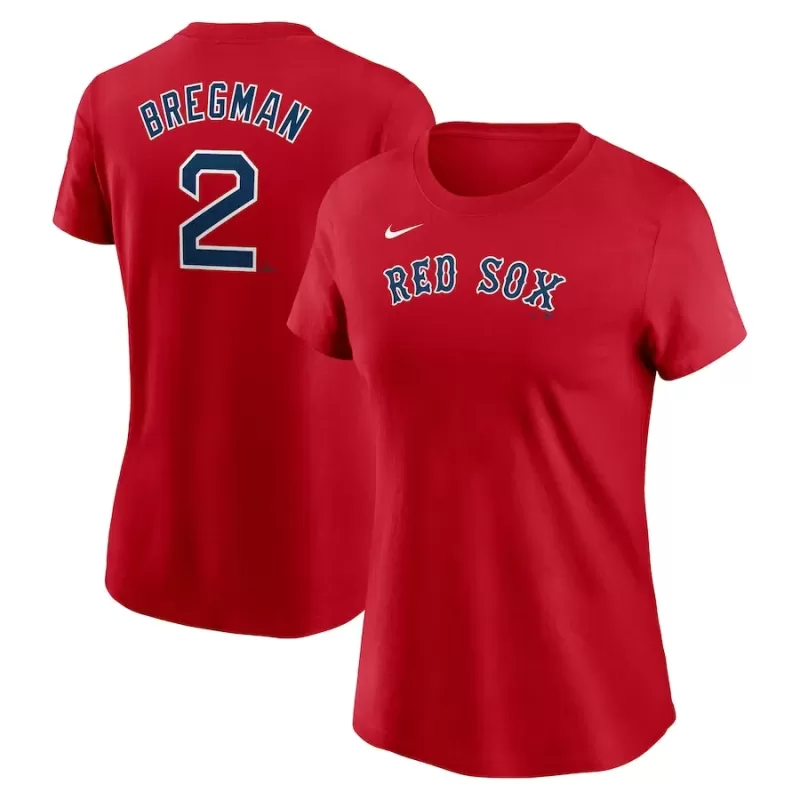 Women's Boston Red Sox Alex Bregman Nike Red Fuse Name & Number T-Shirt Women's Boston Red Sox Alex Bregman Nike Red Fuse Name & Number T-Shirt