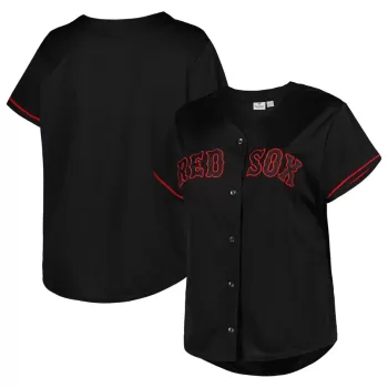 Women's Boston Red Sox Black Plus Size Pop Fashion Button-Up Jersey Women's Boston Red Sox Black Plus Size Pop Fashion Button-Up Jersey