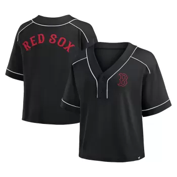 Women's Boston Red Sox Fanatics Black Oversized Champ Game Cropped V-Neck T-Shirt Women's Boston Red Sox Fanatics Black Oversized Champ Game Cropped V-Neck T-Shirt