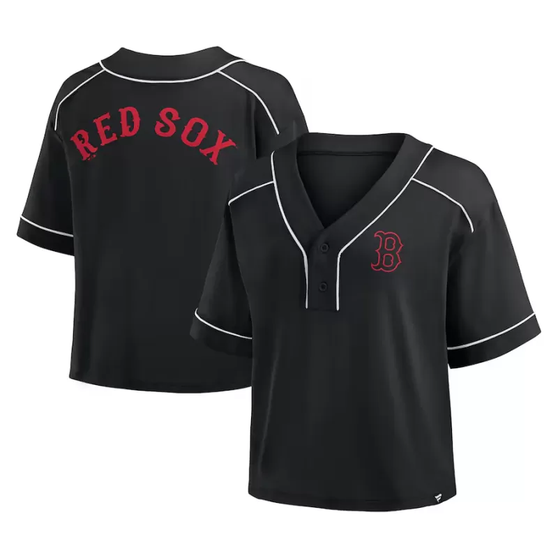 Women's Boston Red Sox Fanatics Black Oversized Champ Game Cropped V-Neck T-Shirt Women's Boston Red Sox Fanatics Black Oversized Champ Game Cropped V-Neck T-Shirt