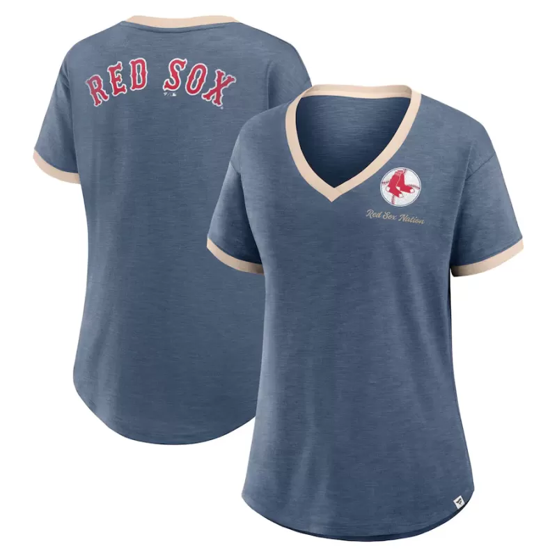 Women's Boston Red Sox Fanatics Navy Binge Worthy Stadium Slub V-Neck T-Shirt Women's Boston Red Sox Fanatics Navy Binge Worthy Stadium Slub V-Neck T-Shirt