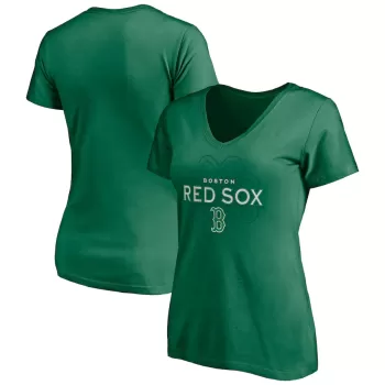 Women's Boston Red Sox Green Team Logo Celtic Knot V-Neck T-Shirt Women's Boston Red Sox Green Team Logo Celtic Knot V-Neck T-Shirt