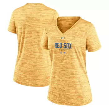 Women's Boston Red Sox Nike Gold City Connect Velocity Practice Performance V-Neck T-Shirt Women's Boston Red Sox Nike Gold City Connect Velocity Practice Performance V-Neck T-Shirt