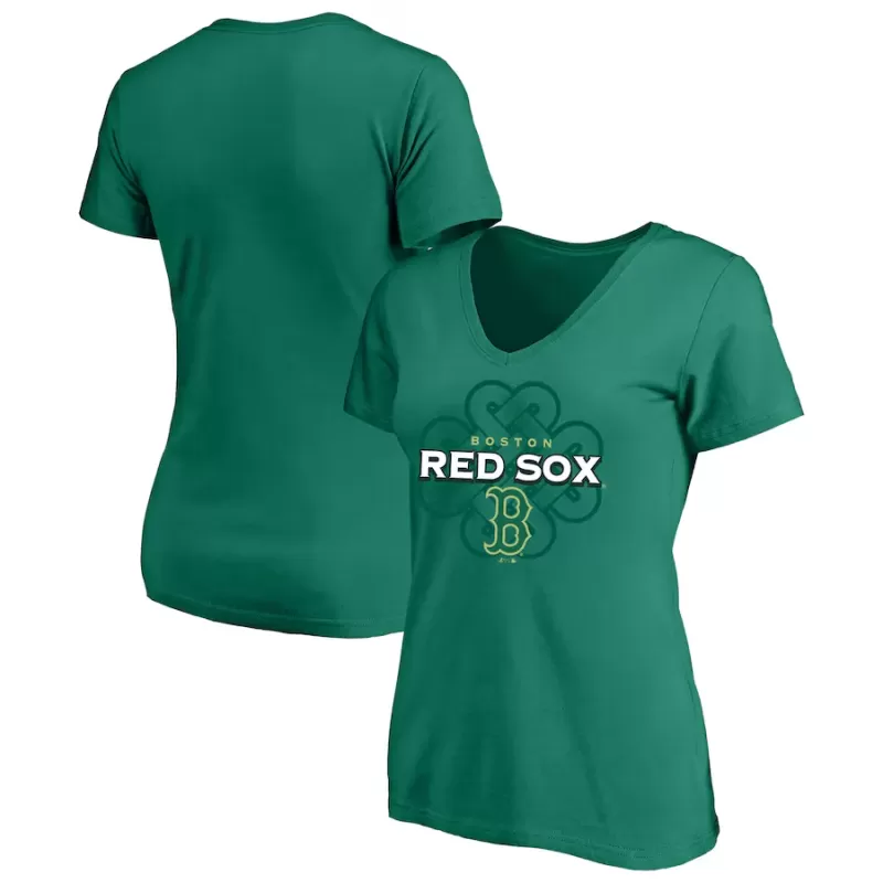 Women's Boston Red Sox Profile Kelly Green Plus Size Celtic V-Neck T-Shirt Women's Boston Red Sox Profile Kelly Green Plus Size Celtic V-Neck T-Shirt