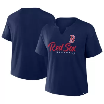 Women's Boston Red Sox Profile Navy Plus Size Wordmark Notch Neck T-Shirt Women's Boston Red Sox Profile Navy Plus Size Wordmark Notch Neck T-Shirt