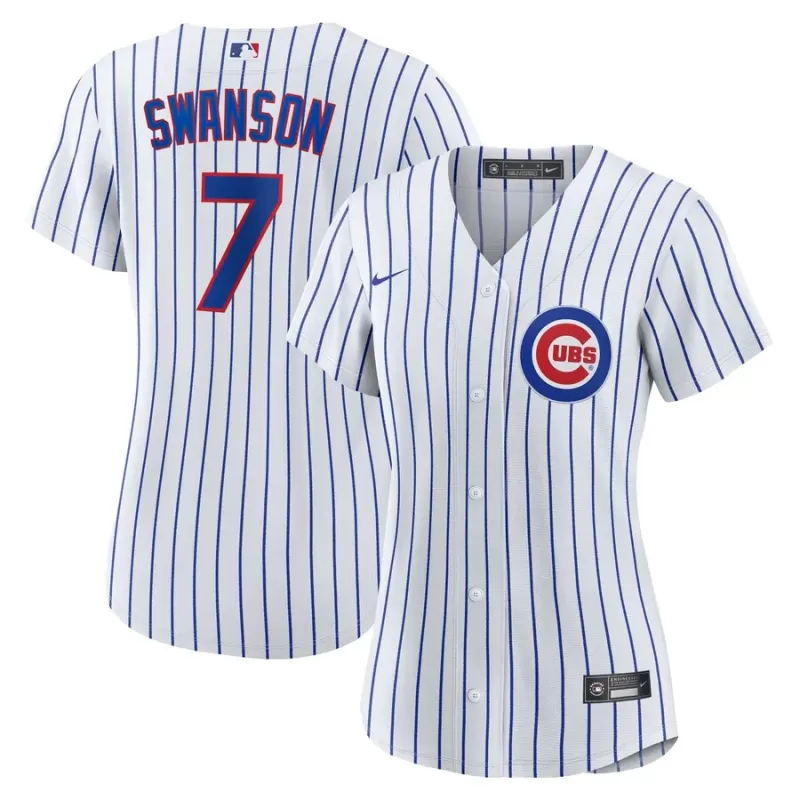 Women's Chicago Cubs Dansby Swanson Nike White/Royal Home Replica Player Jersey Women's Chicago Cubs Dansby Swanson Nike White/Royal Home Replica Player Jersey