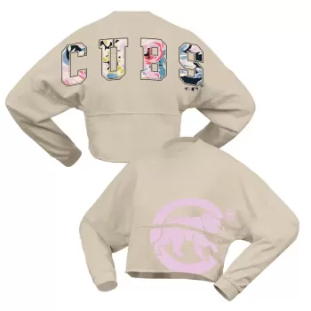 Women's Chicago Cubs Fanatics Cream Floral Preppy Cropped Long Sleeve T-Shirt Women's Chicago Cubs Fanatics Cream Floral Preppy Cropped Long Sleeve T-Shirt