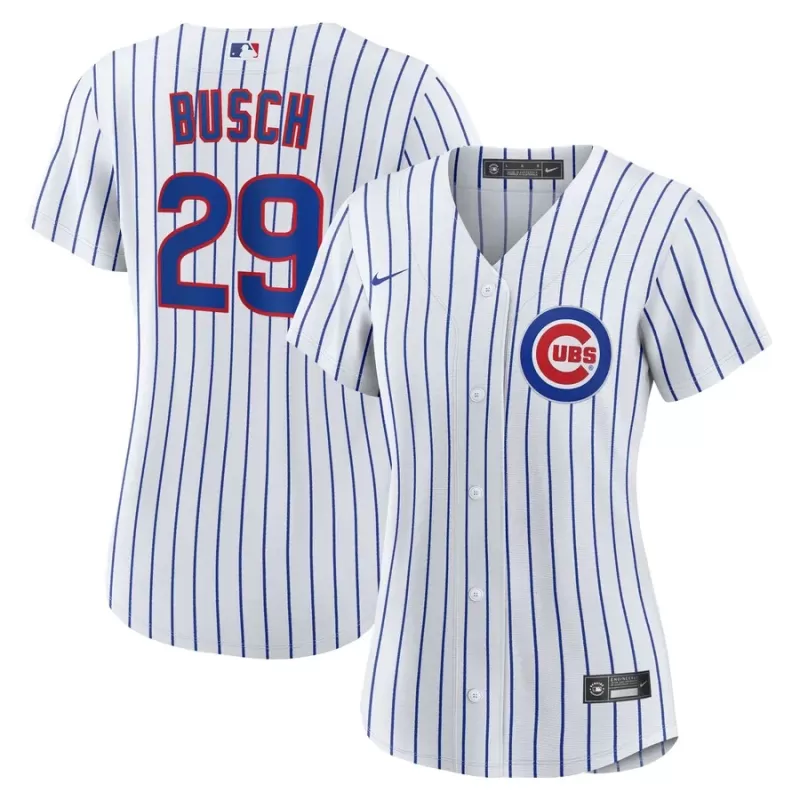 Women's Chicago Cubs Michael Busch Nike White Home Replica Jersey Women's Chicago Cubs Michael Busch Nike White Home Replica Jersey