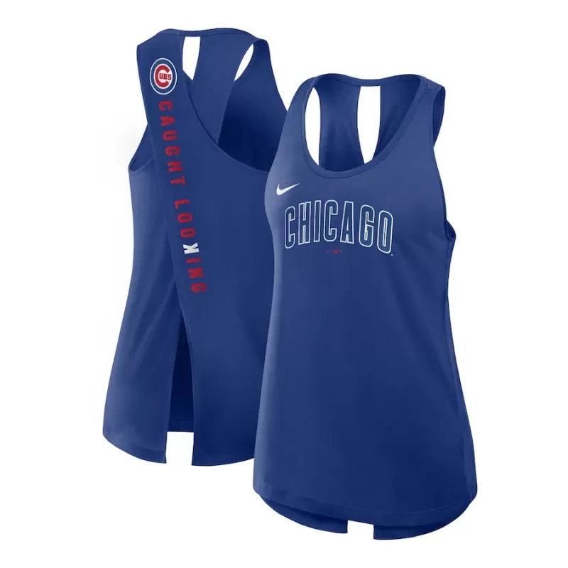 Women's Chicago Cubs Nike Royal Crisscross Performance Tank Top Women's Chicago Cubs Nike Royal Crisscross Performance Tank Top