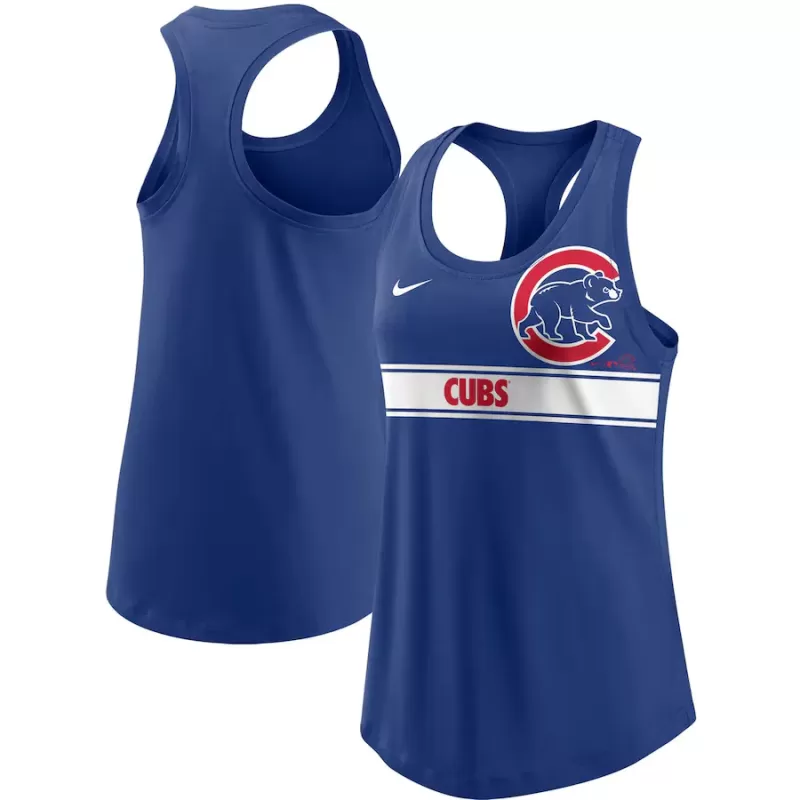 Women's Chicago Cubs Nike Royal Cropped Logo Performance Racerback Tank Top Women's Chicago Cubs Nike Royal Cropped Logo Performance Racerback Tank Top