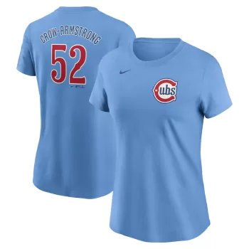 Women's Chicago Cubs Pete Crow-Armstrong Nike Baby Blue Fuse Name & Number T-Shirt Women's Chicago Cubs Pete Crow-Armstrong Nike Baby Blue Fuse Name & Number T-Shirt