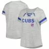 Women's Chicago Cubs Profile Heather Gray Raglan Lace-Up Fleck T-Shirt