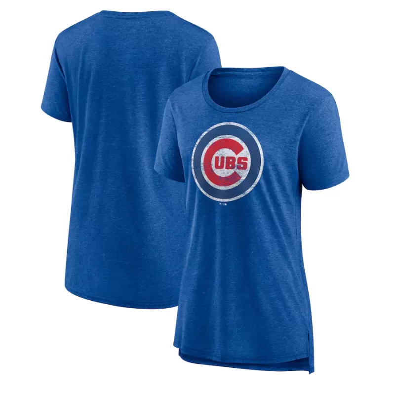Women's Chicago Cubs Royal Weathered Official Logo Tri-Blend T-Shirt Women's Chicago Cubs Royal Weathered Official Logo Tri-Blend T-Shirt
