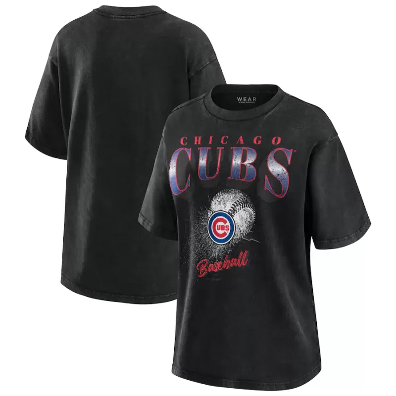 Women's Chicago Cubs WEAR by Erin Andrews Charcoal Boyfriend T-Shirt