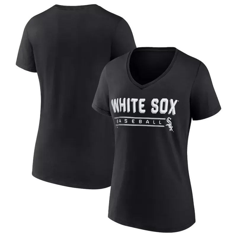 Women's Chicago White Sox Fanatics Black One & Only V-Neck T-Shirt Women's Chicago White Sox Fanatics Black One & Only V-Neck T-Shirt