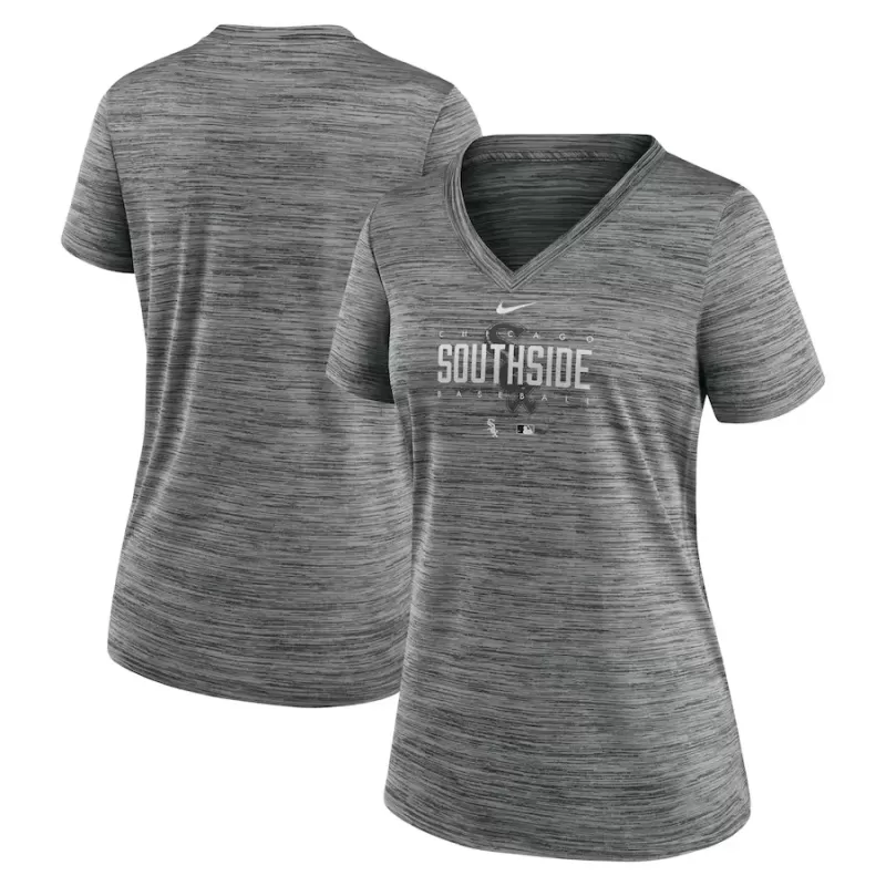 Women's Chicago White Sox Nike Gray City Connect Velocity Practice Performance V-Neck T-Shirt Women's Chicago White Sox Nike Gray City Connect Velocity Practice Performance V-Neck T-Shirt