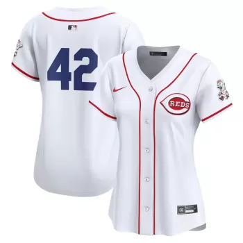 Women's Cincinnati Reds Nike White 2024 Jackie Robinson Day Home Limited Jersey Women's Cincinnati Reds Nike White 2024 Jackie Robinson Day Home Limited Jersey