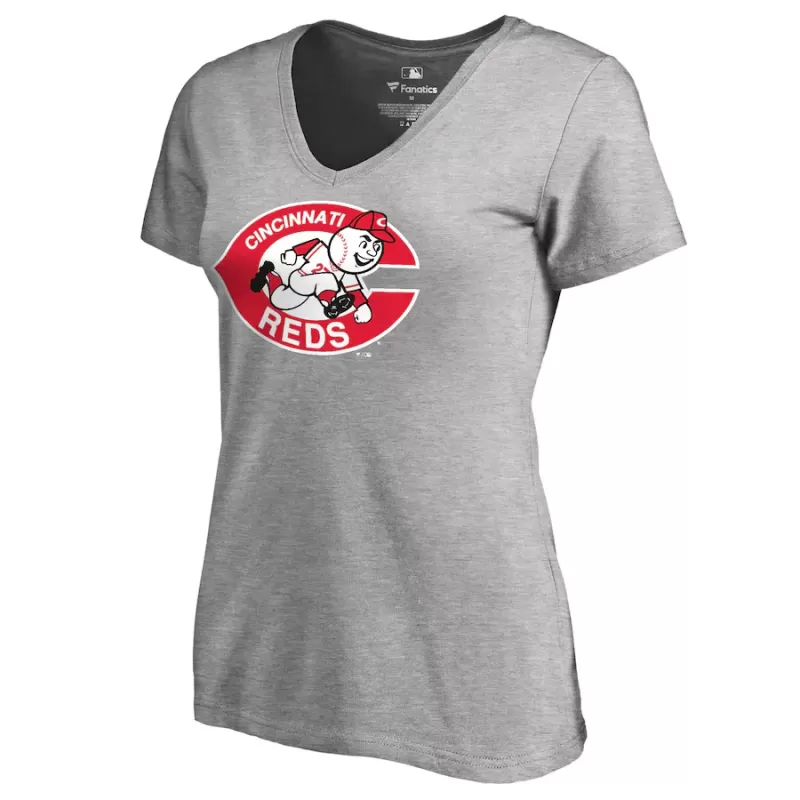 Women's Cincinnati Reds Ash Cooperstown Collection Forbes T-Shirt Women's Cincinnati Reds Ash Cooperstown Collection Forbes T-Shirt