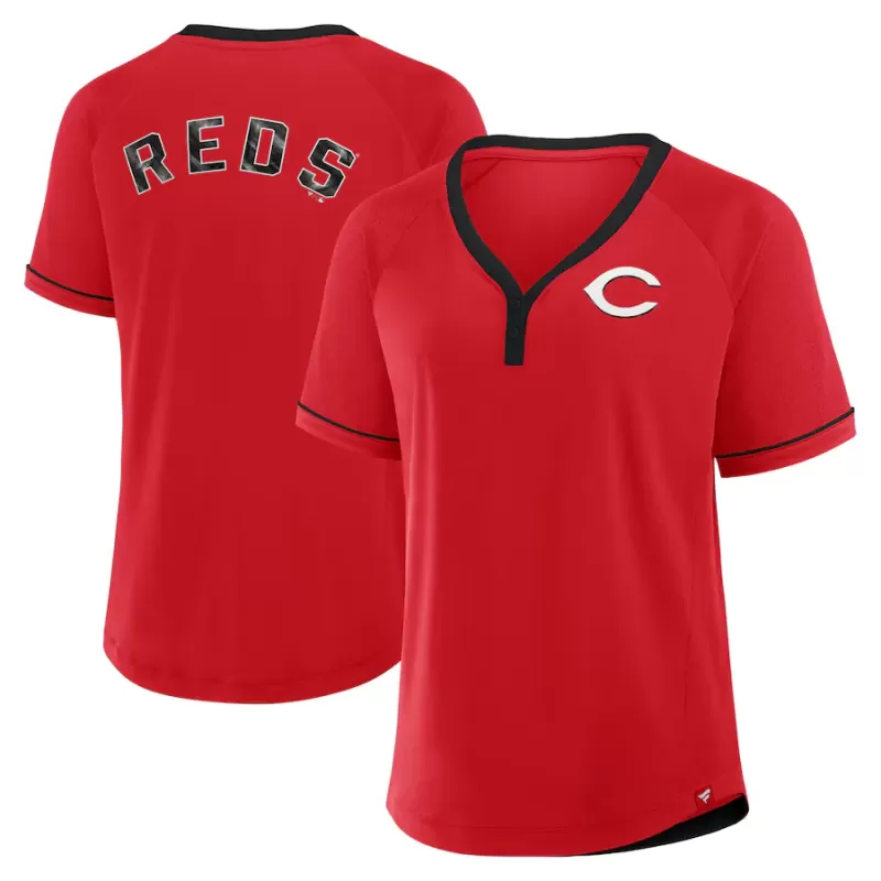 Women's Cincinnati Reds Fanatics Red League Diva Star Raglan V-Neck T-Shirt Women's Cincinnati Reds Fanatics Red League Diva Star Raglan V-Neck T-Shirt