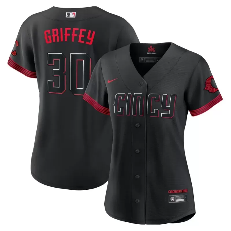 Women's Cincinnati Reds Ken Griffey Jr. Nike Black City Connect Replica Player Jersey Women's Cincinnati Reds Ken Griffey Jr. Nike Black City Connect Replica Player Jersey