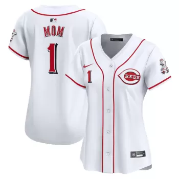Women's Cincinnati Reds Nike White #1 Mom Home Limited Jersey Women's Cincinnati Reds Nike White #1 Mom Home Limited Jersey
