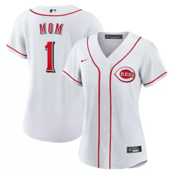 Women's Cincinnati Reds Nike White #1 Mom Home Replica Jersey Women's Cincinnati Reds Nike White #1 Mom Home Replica Jersey