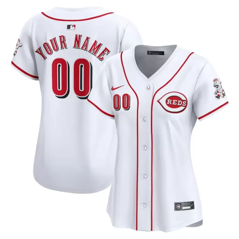 Women's Cincinnati Reds Nike White Home Limited Custom Jersey Women's Cincinnati Reds Nike White Home Limited Custom Jersey