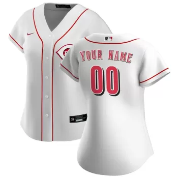 Women's Cincinnati Reds Nike White Home Replica Custom Jersey Women's Cincinnati Reds Nike White Home Replica Custom Jersey