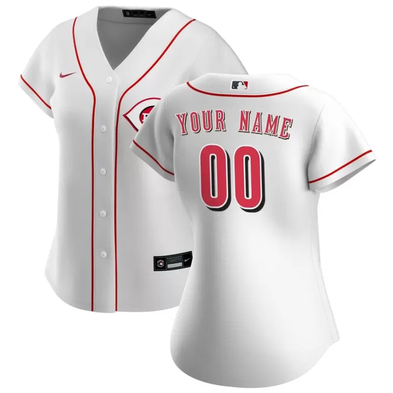 Women's Cincinnati Reds Nike White Home Replica Custom Jersey Women's Cincinnati Reds Nike White Home Replica Custom Jersey