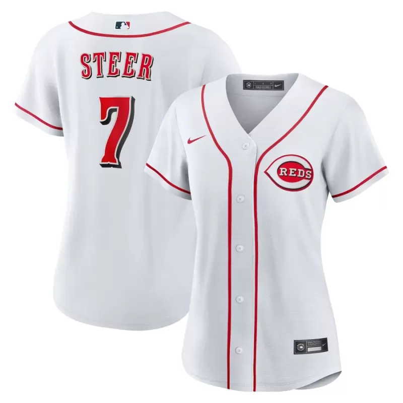 Women's Cincinnati Reds Spencer Steer Nike White Home Replica Jersey Women's Cincinnati Reds Spencer Steer Nike White Home Replica Jersey