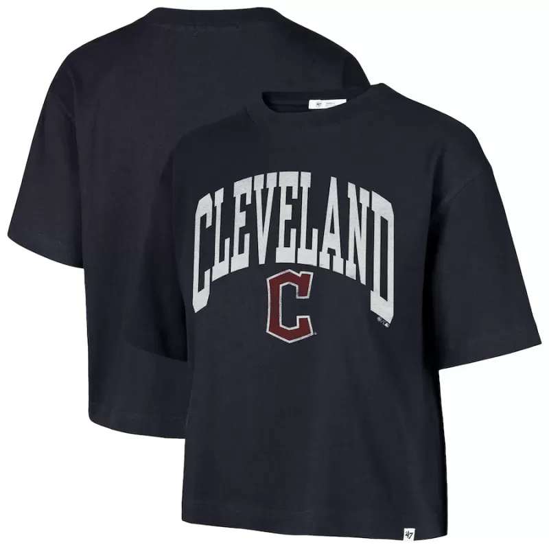 Women's Cleveland Guardians '47 Navy City Connect Shale Drop Shoulder Cropped T-Shirt Women's Cleveland Guardians '47 Navy City Connect Shale Drop Shoulder Cropped T-Shirt