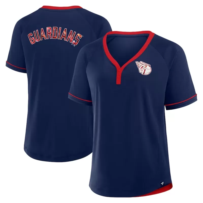 Women's Cleveland Guardians Fanatics Navy League Diva Star Raglan V-Neck T-Shirt Women's Cleveland Guardians Fanatics Navy League Diva Star Raglan V-Neck T-Shirt