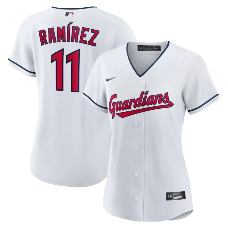 Women's Cleveland Guardians Jose Ramirez Nike White Home Replica Player Jersey Women's Cleveland Guardians Jose Ramirez Nike White Home Replica Player Jersey