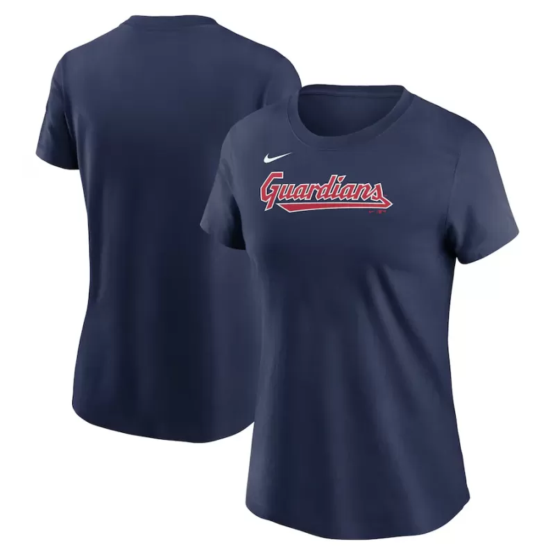 Women's Cleveland Guardians Nike Navy Fuse Wordmark T-Shirt