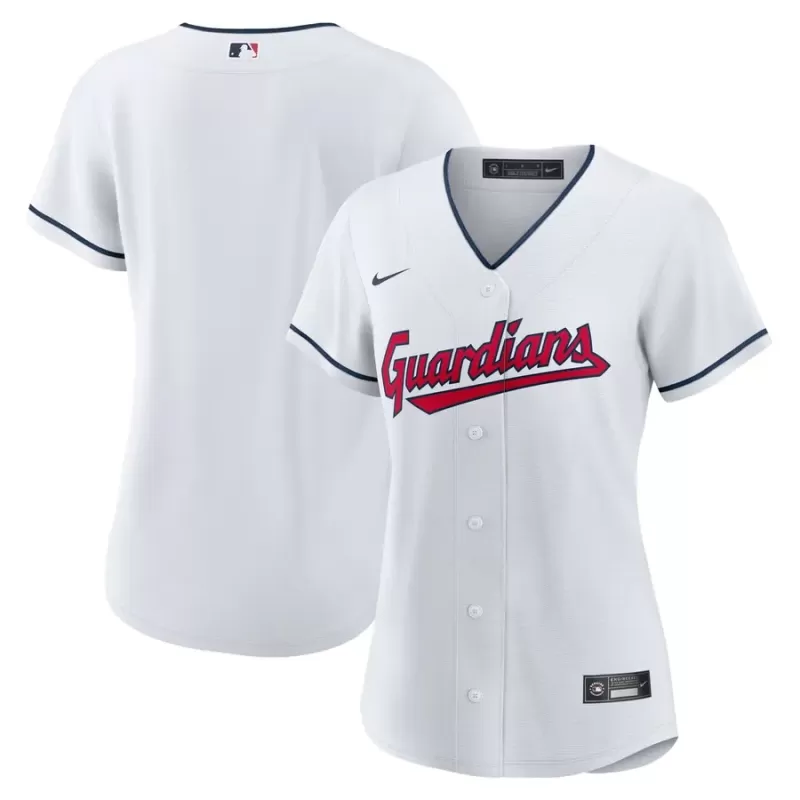 Women's Cleveland Guardians Nike White Home Blank Replica Jersey Women's Cleveland Guardians Nike White Home Blank Replica Jersey