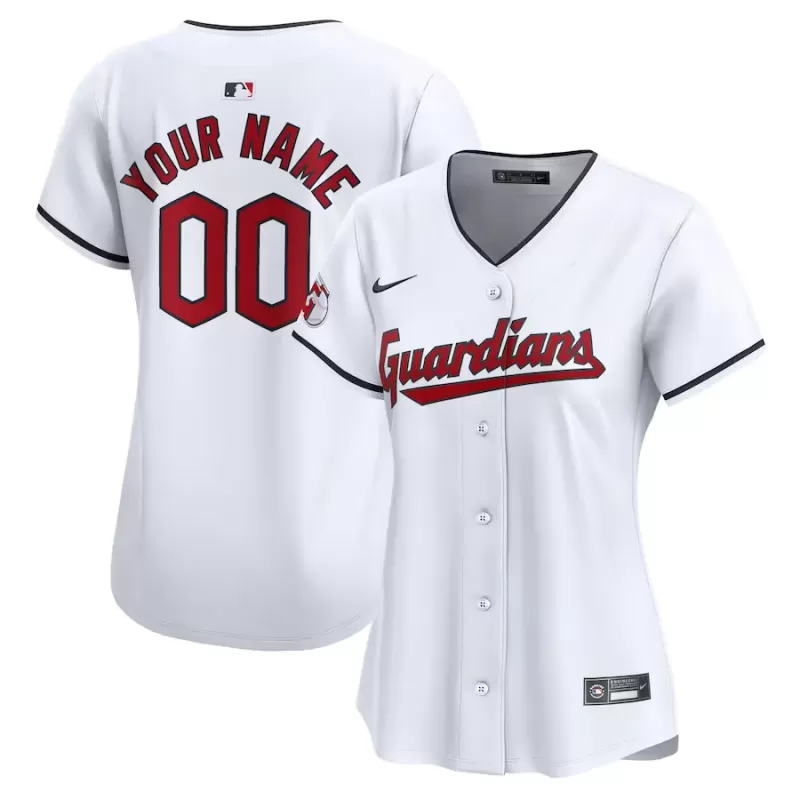 Women's Cleveland Guardians Nike White Home Limited Custom Jersey Women's Cleveland Guardians Nike White Home Limited Custom Jersey